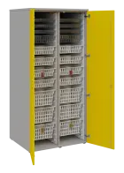 EUROMEDICA D - 90 skříň léková boxová, 2-dveřová, 1950x900x735, korpus šedý, dvířka žlutá odio